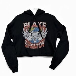 Blake Shelton Friends & Heroes Tour 2020 Cropped Sweatshirt Black Size Medium